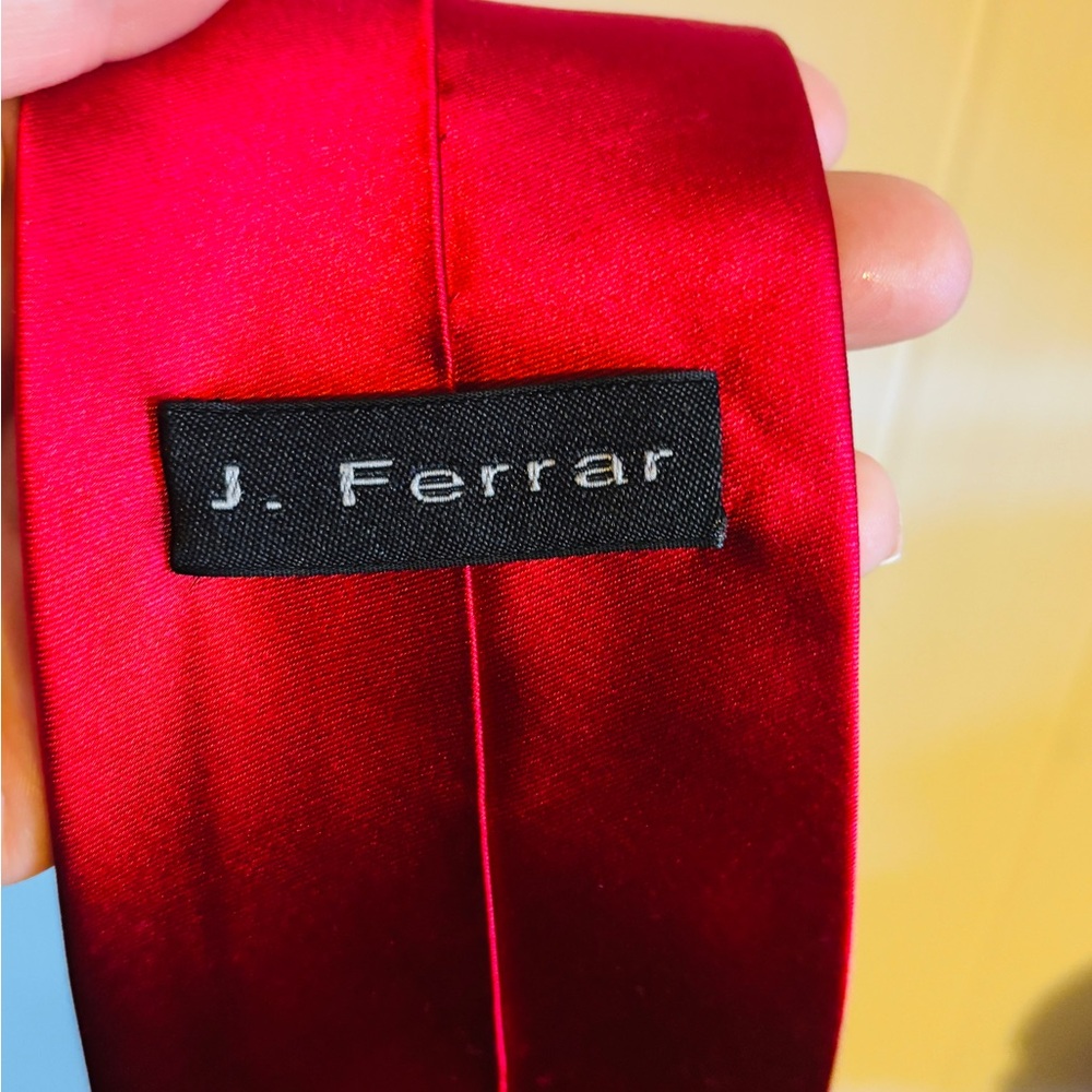 Ferrari Red Solid Satin Men's Tie - Picture 2 of 4